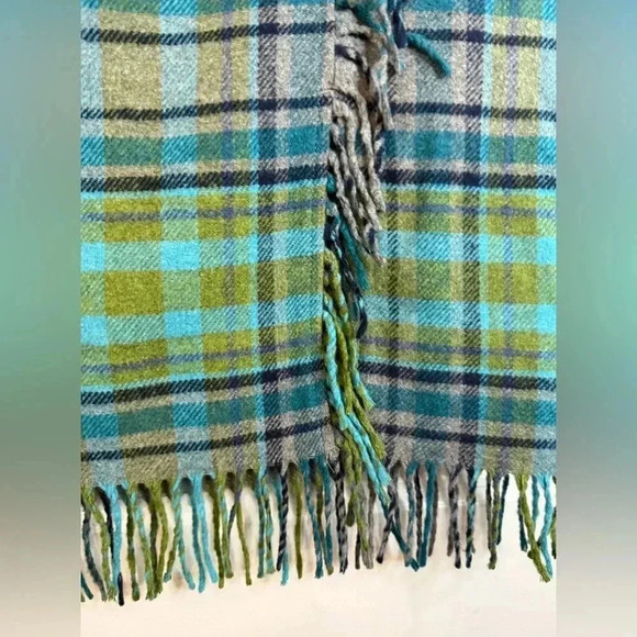 NWT J. Jill Women’s Green & Blue Wool Plaid Fringed Skirt - Size 14P - Picture 2 of 7